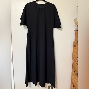 COS elegant Black Pleated midi shirt Dress with side pockets